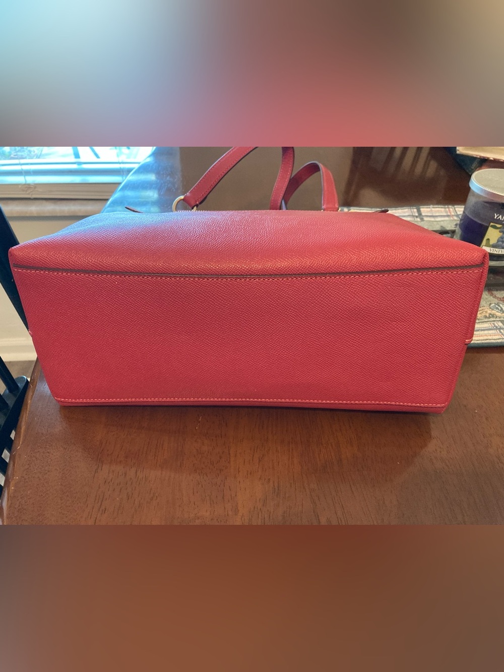 Coach Red Leather Structured Tote with Front Zip - Picture 3 of 7